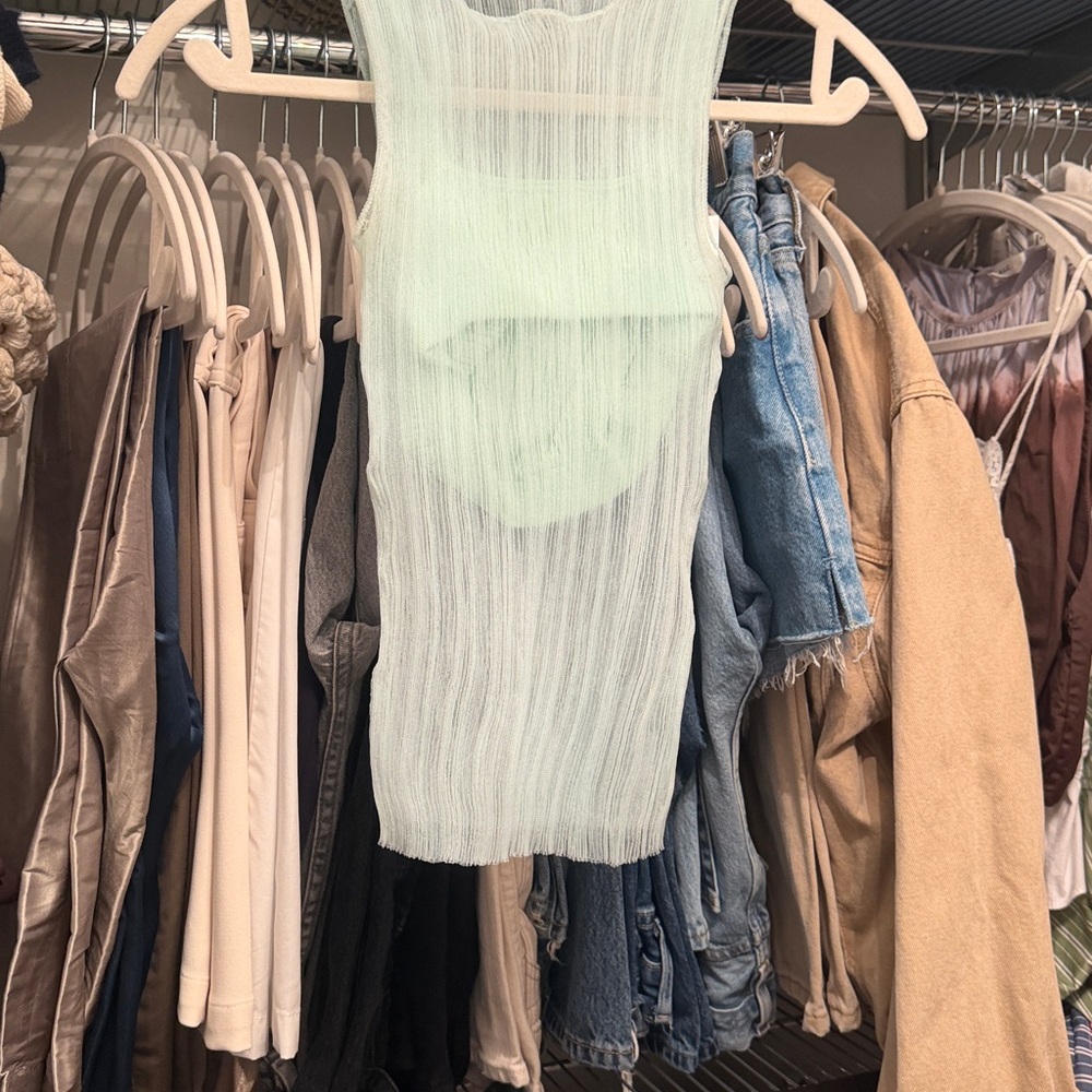 Jonathan Simkhai Light Green Sheer skirt set - worn once - Picture 3 of 5